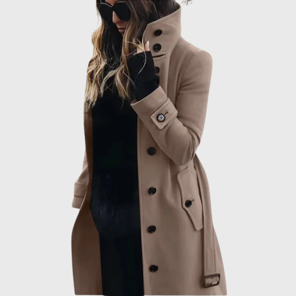 Tatiana | Black Longline Puffer Winter Coat For Women — Beige