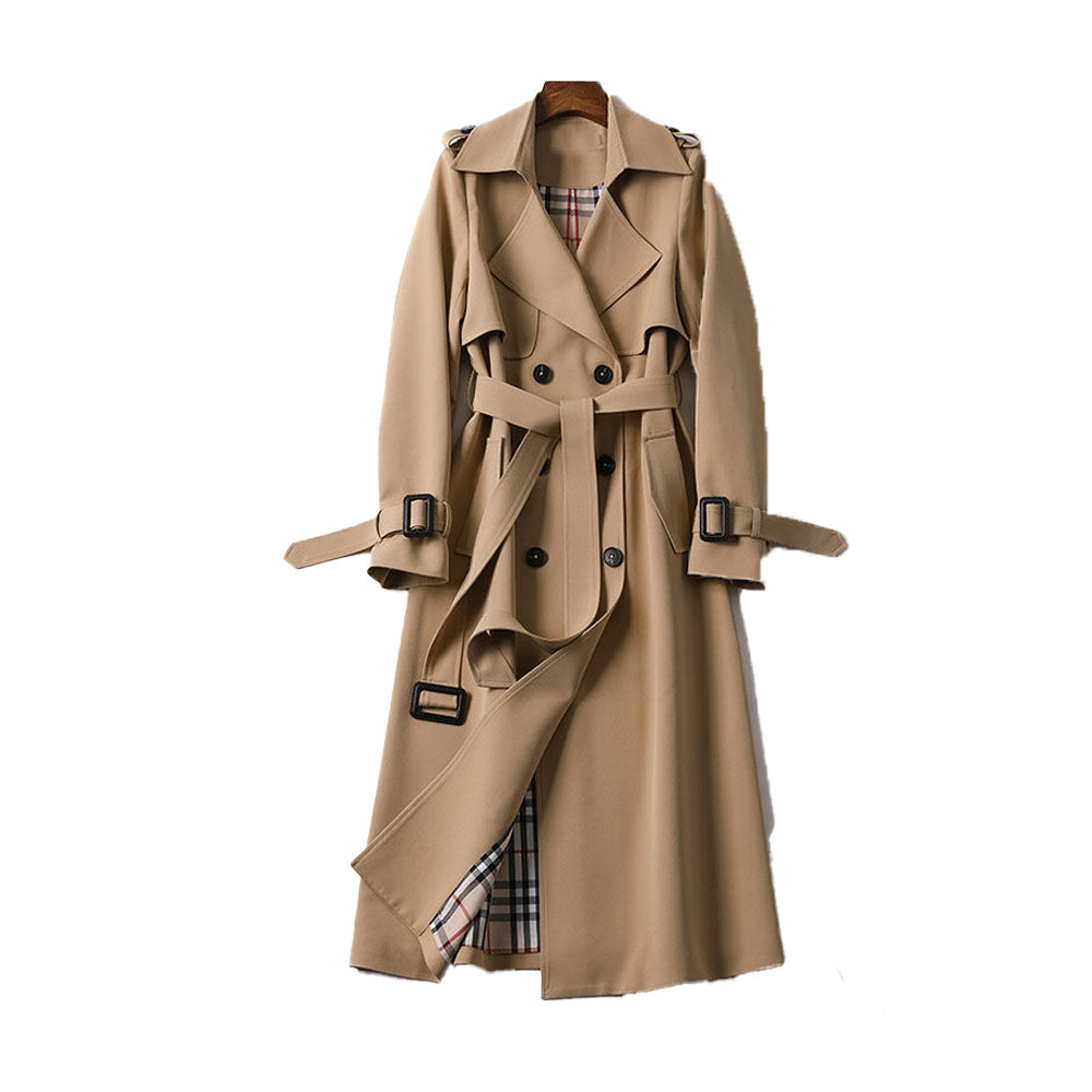 Ninon | Brown Trench Coat Double-Breasted Belted Mid-Calf
