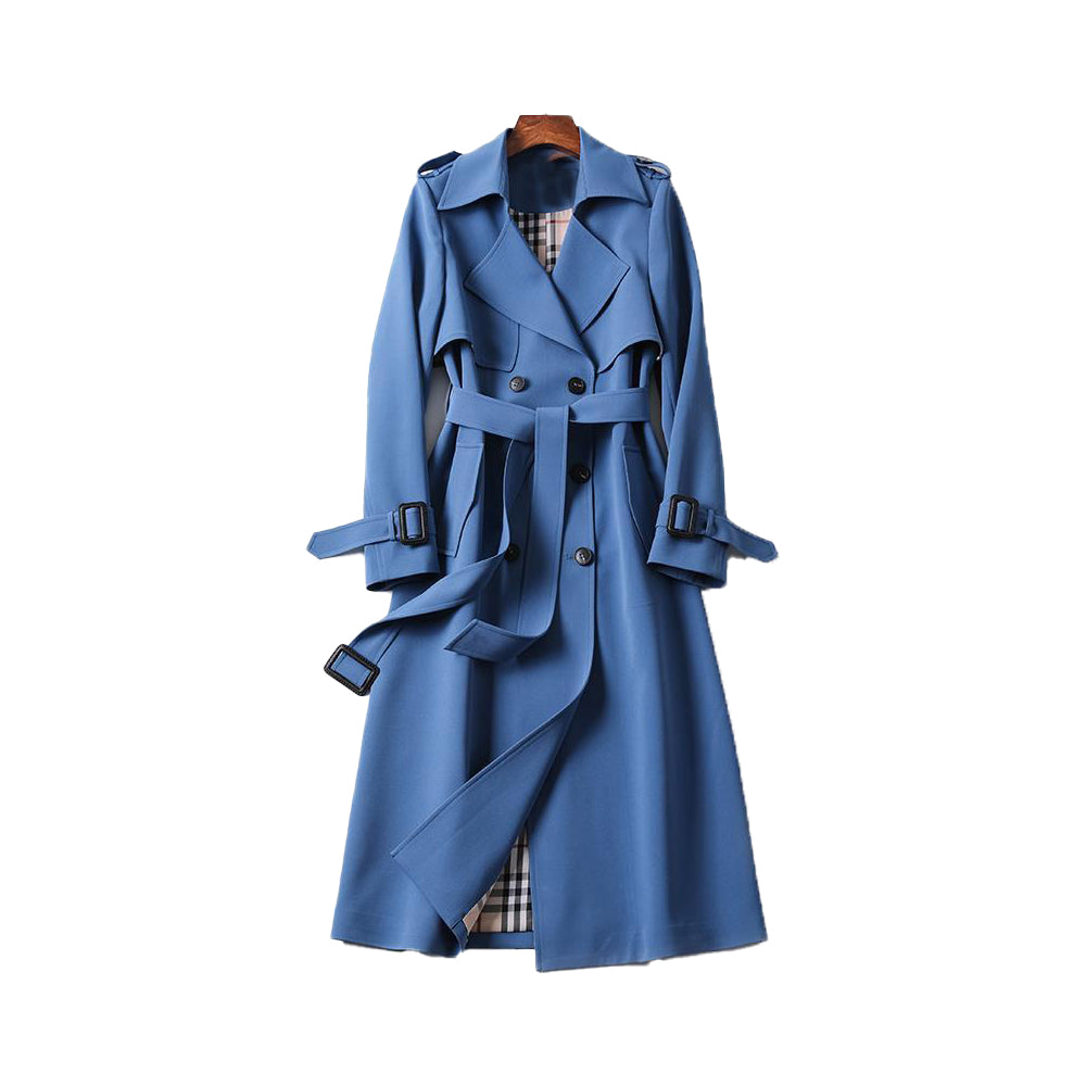 Ninon | Brown Trench Coat Double-Breasted Belted Mid-Calf