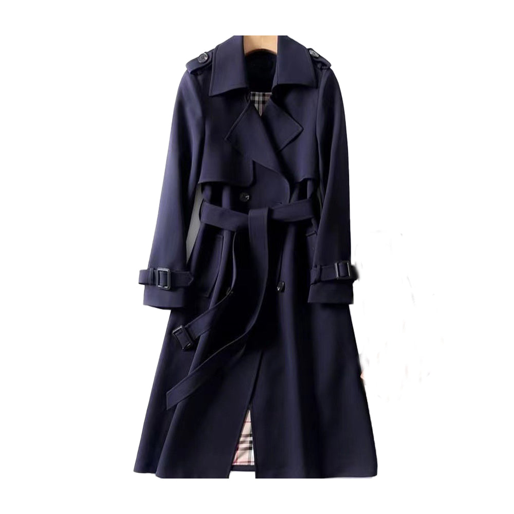 Ninon | Brown Trench Coat Double-Breasted Belted Mid-Calf