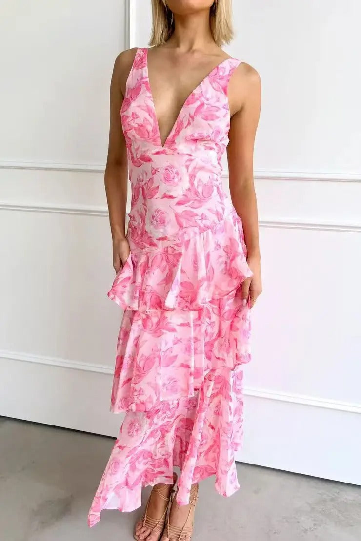 Mirabelle | Long Sleeve Wedding Guest Dresses Layered Maxi