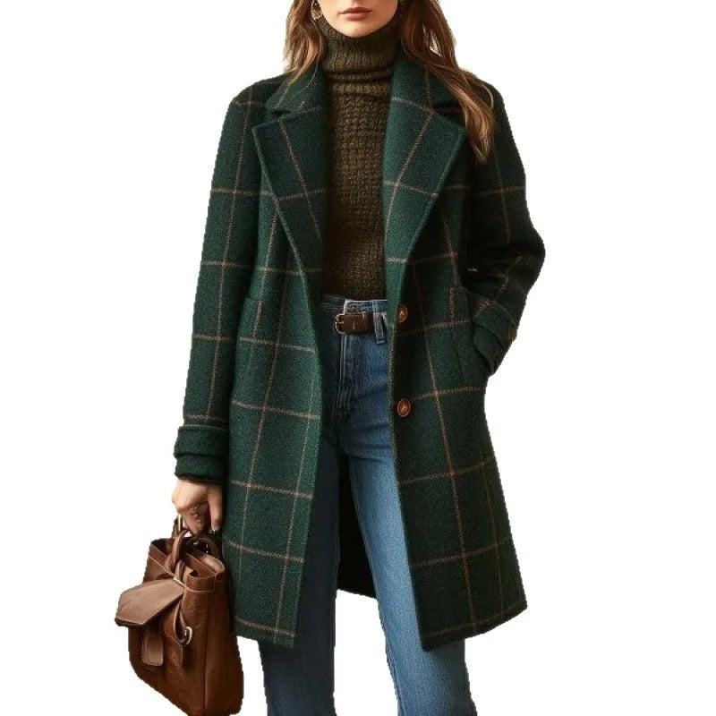 Fleur | Classic Notched Lapel Wool Blend Tailored Coat