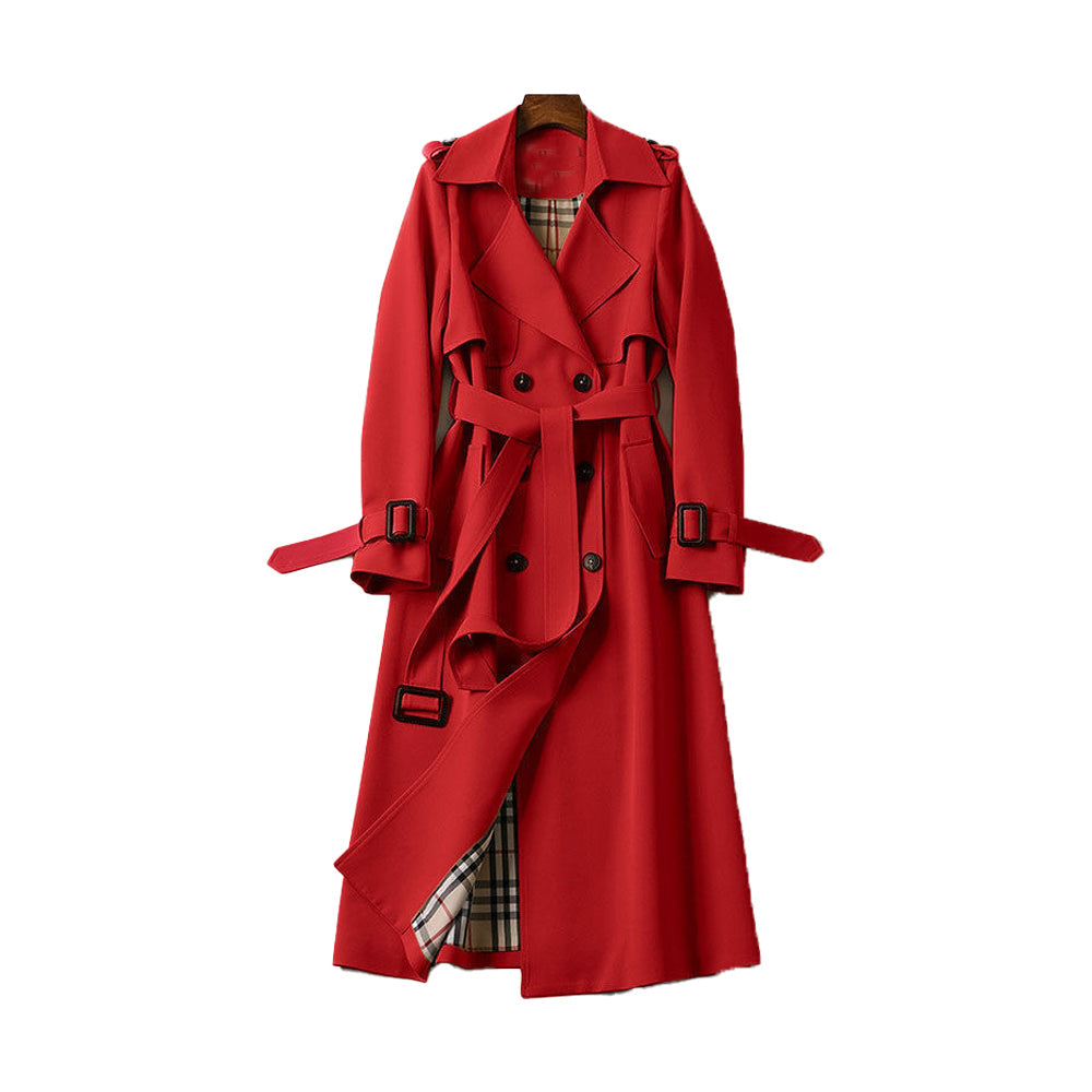 Ninon | Brown Trench Coat Double-Breasted Belted Mid-Calf