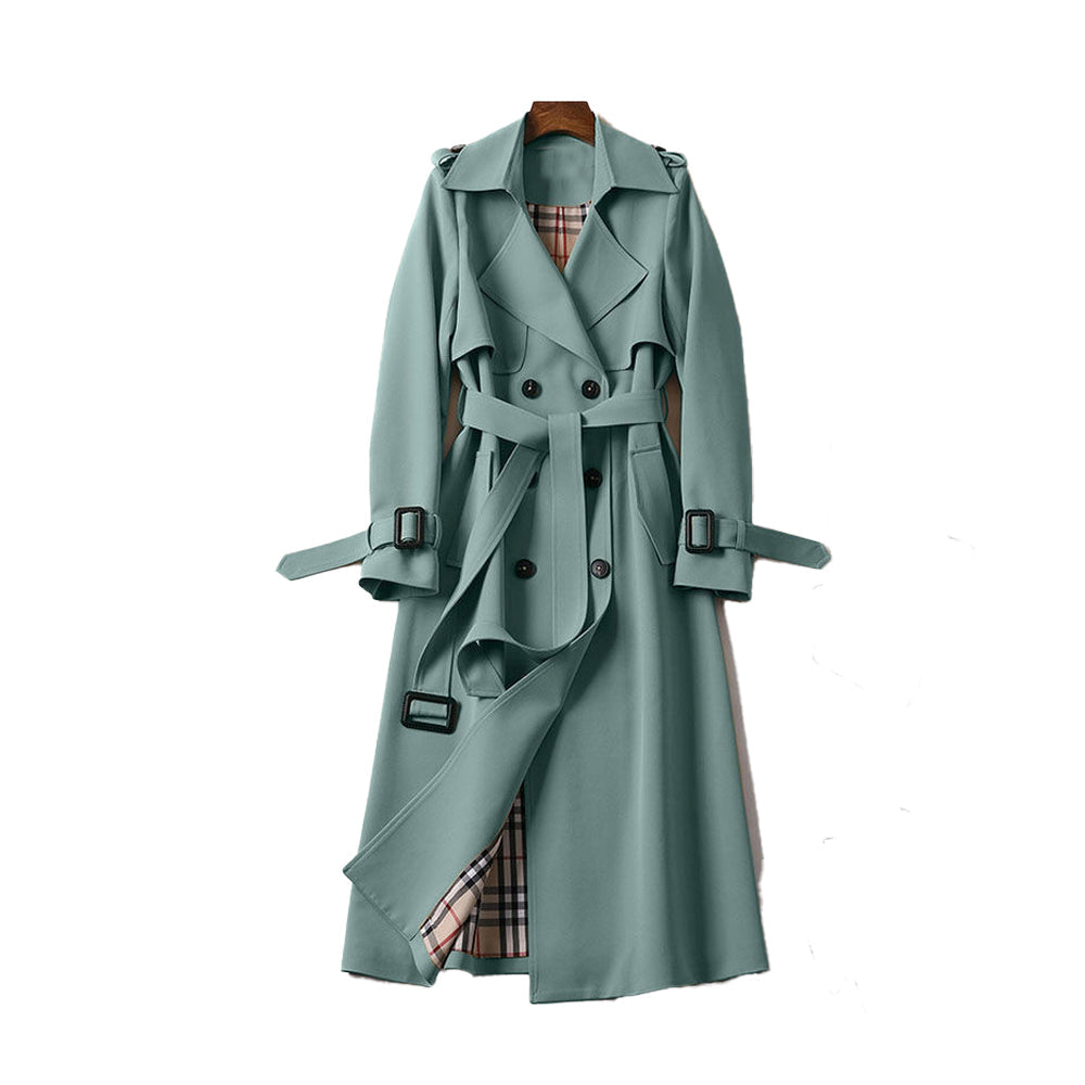 Ninon | Brown Trench Coat Double-Breasted Belted Mid-Calf