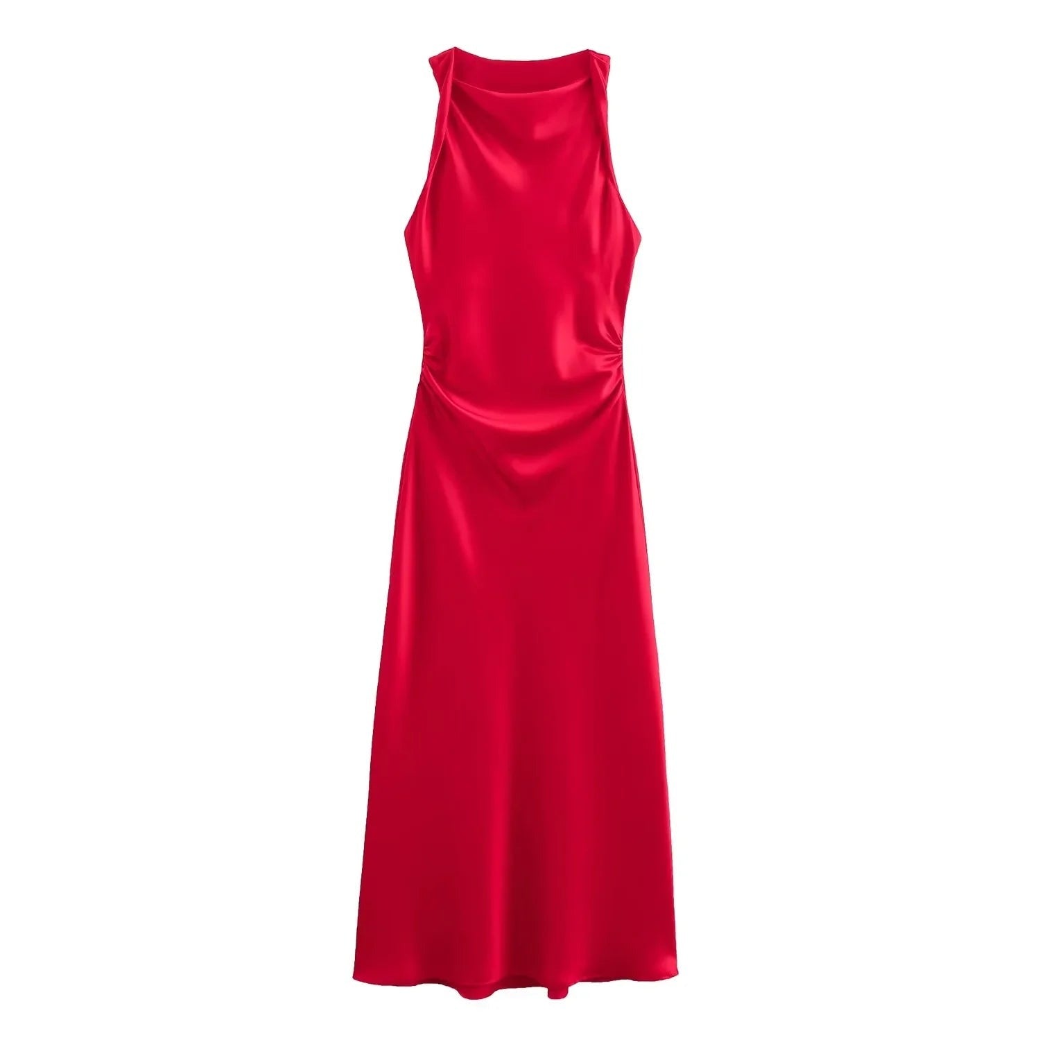 Violaine | Women's Satin Cocktail Dresses Midi Relaxed Fit