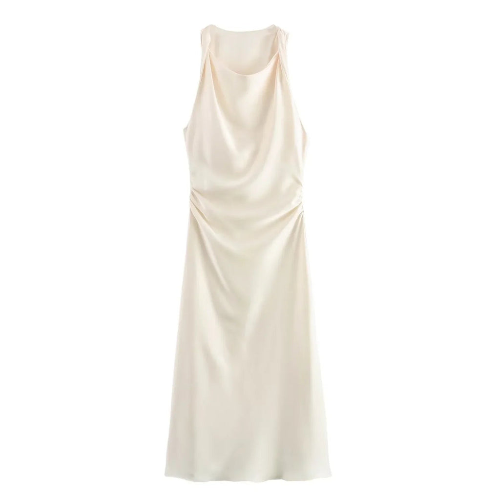 Violaine | Women's Satin Cocktail Dresses Midi Relaxed Fit