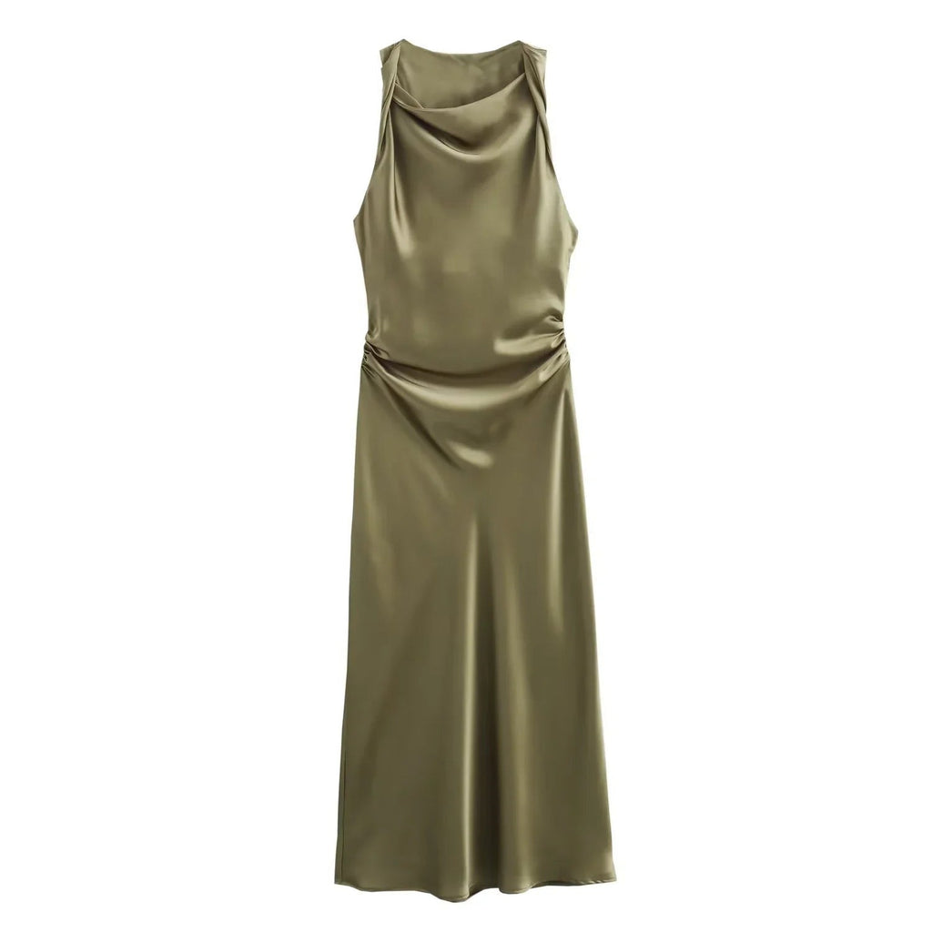 Violaine | Women's Satin Cocktail Dresses Midi Relaxed Fit