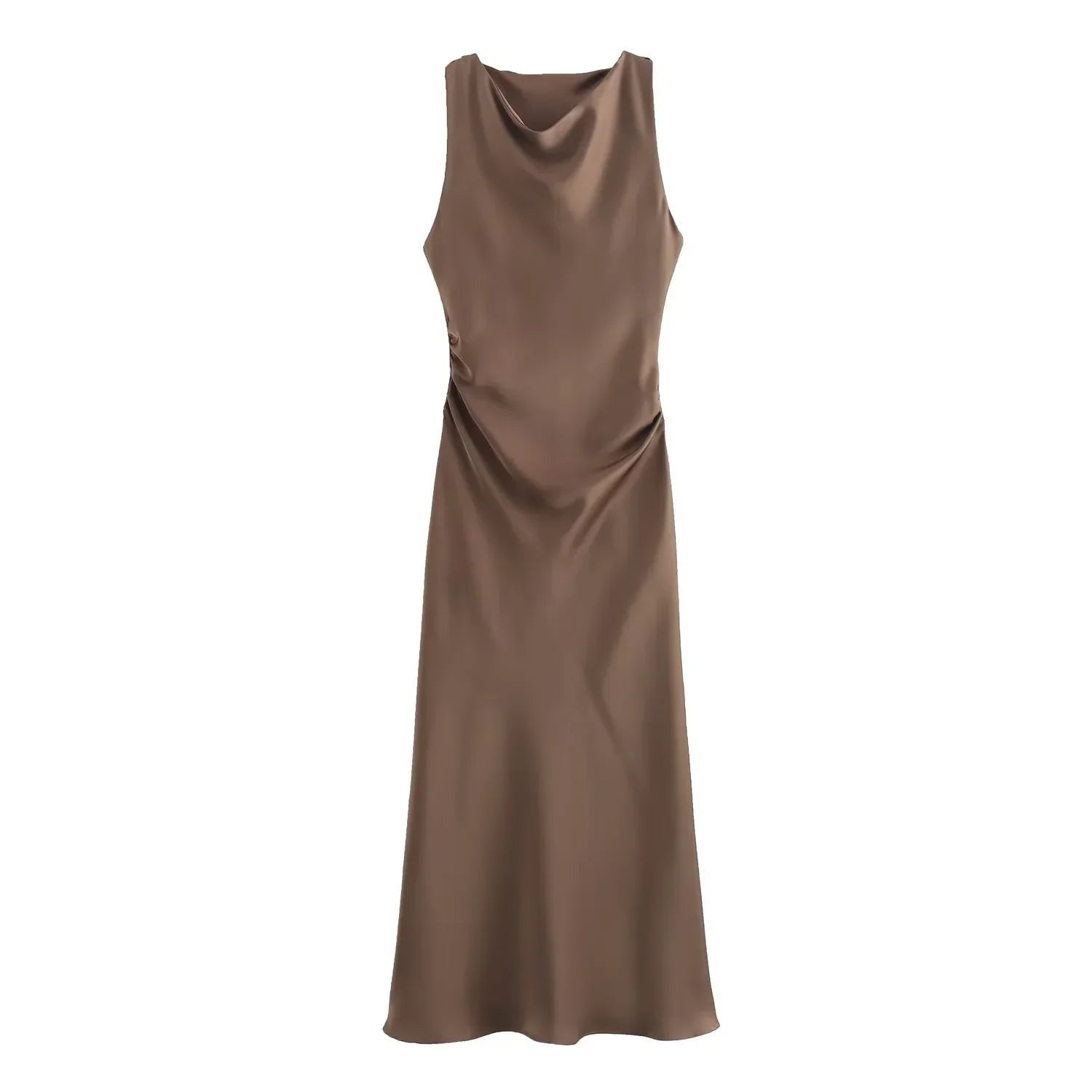 Violaine | Women's Satin Cocktail Dresses Midi Relaxed Fit
