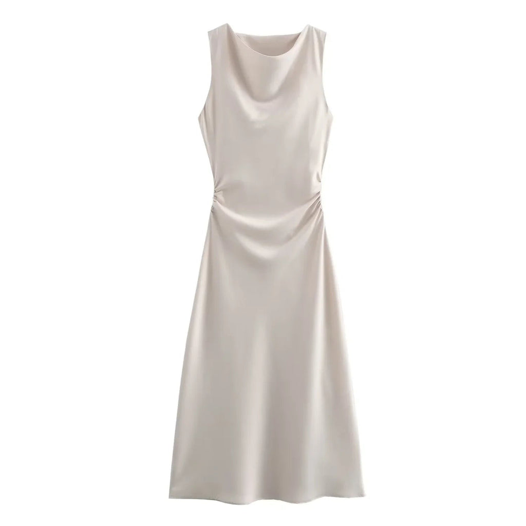 Violaine | Women's Satin Cocktail Dresses Midi Relaxed Fit
