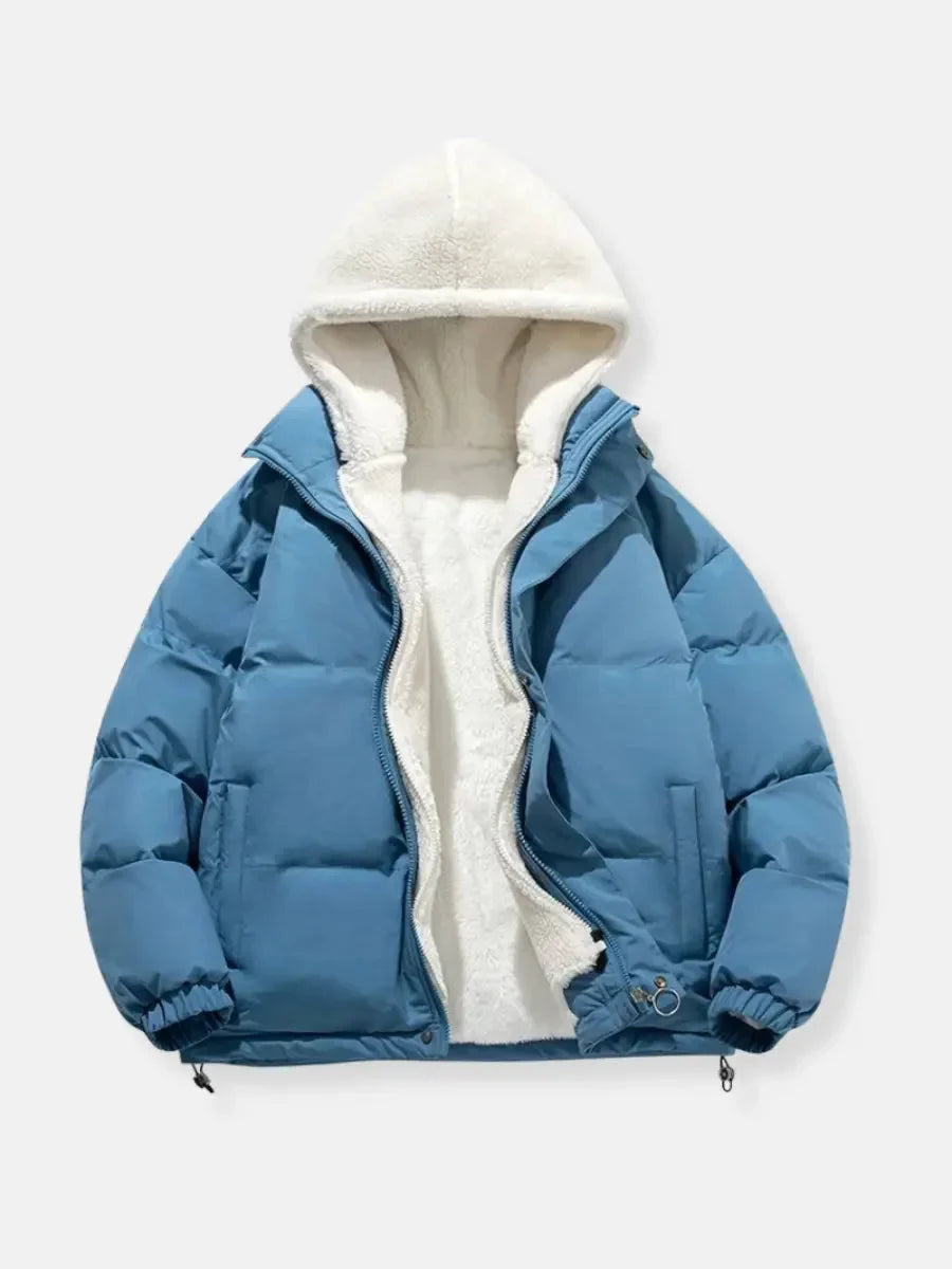 Ophelia | Long Quilted Puffer Winter Coat With Hood — Blue