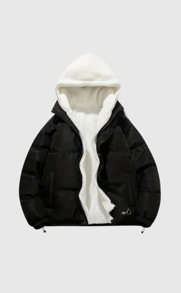 Ophelia | Long Quilted Puffer Winter Coat With Hood — Black