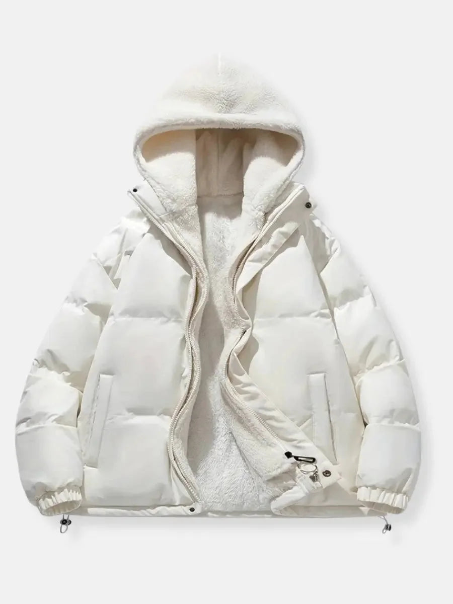Ophelia | Long Quilted Puffer Winter Coat With Hood — White