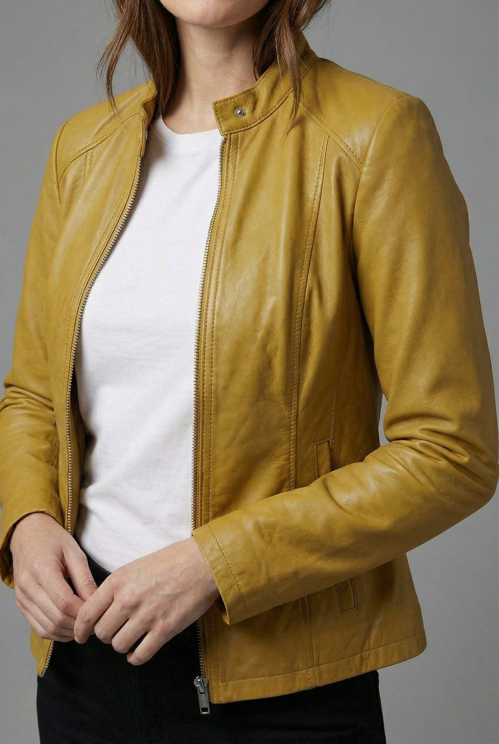 Ninon | Black Leather Biker Bomber Jacket For Every Occasion