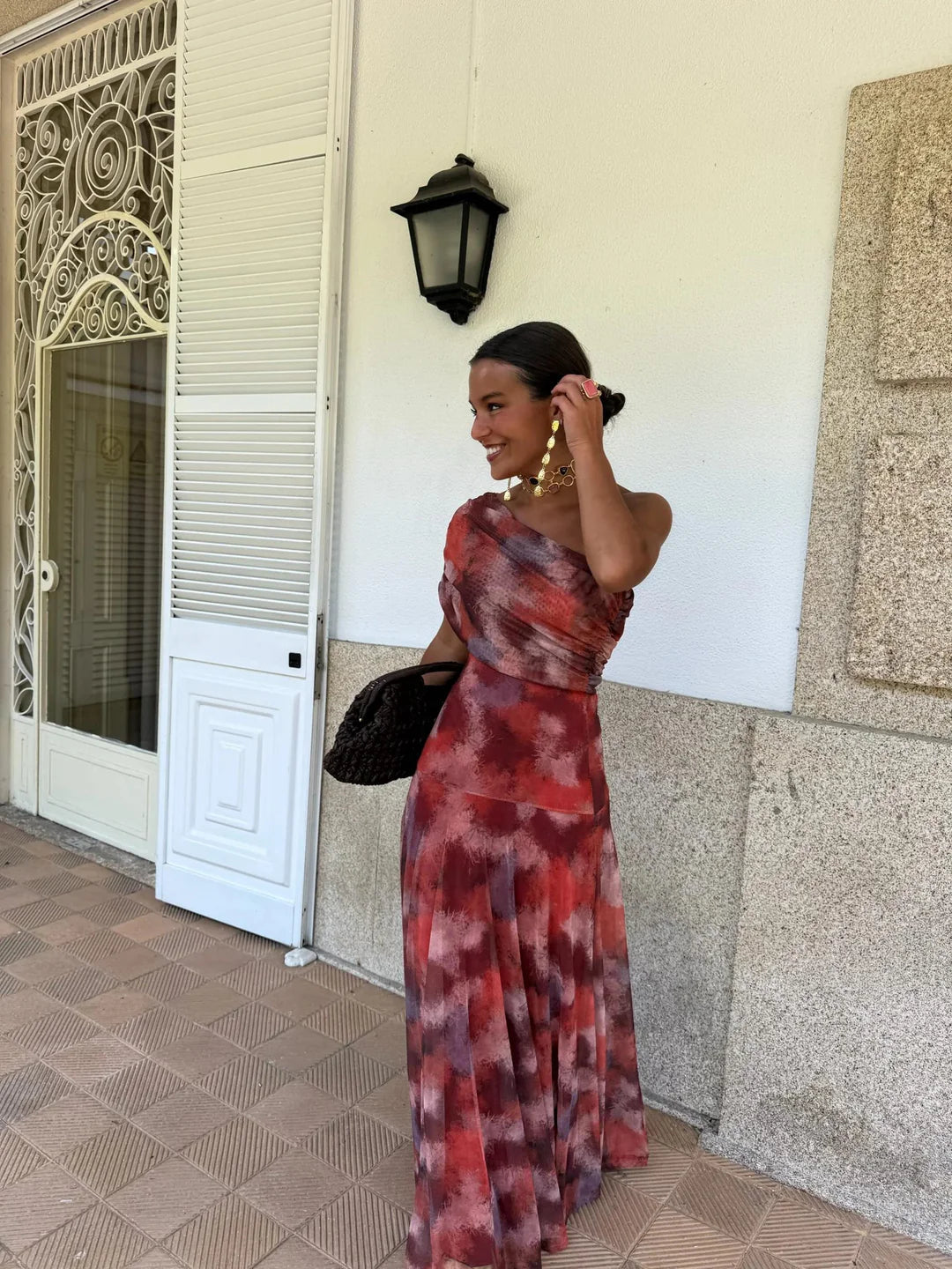 Iliana | One Shoulder Mesh Maxi Dress Wedding Guest