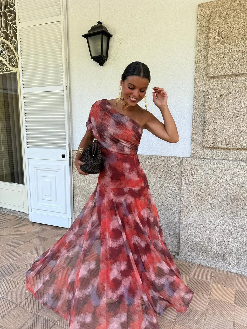 Iliana | One Shoulder Mesh Maxi Dress Wedding Guest