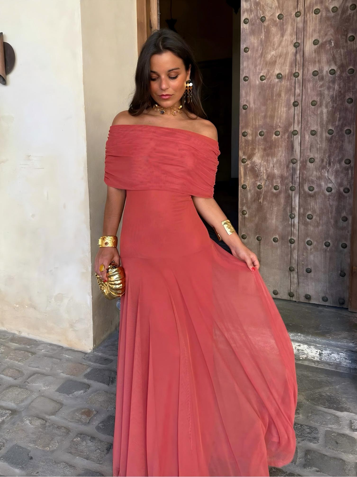 Iliana | One Shoulder Mesh Maxi Dress Wedding Guest