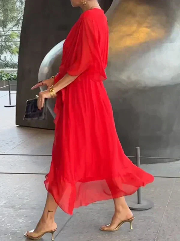 Fenella | Silk V-Neck Maxi Dress for Weddings & Evening Wear