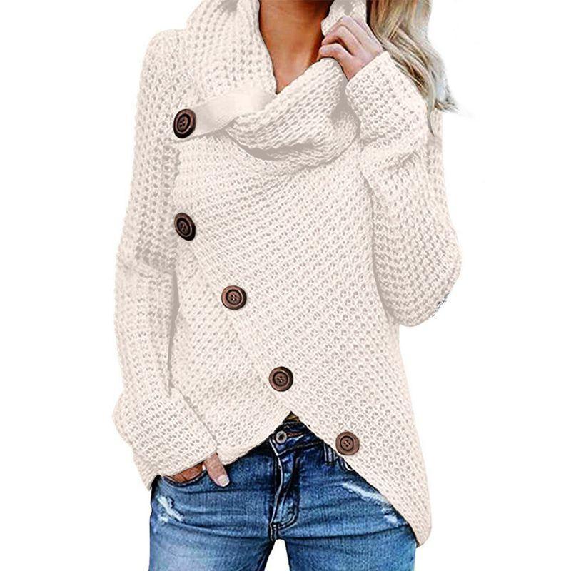 Seraphina | Black White Cashmere V Neck Roll Cowl Knit Jumpers — White