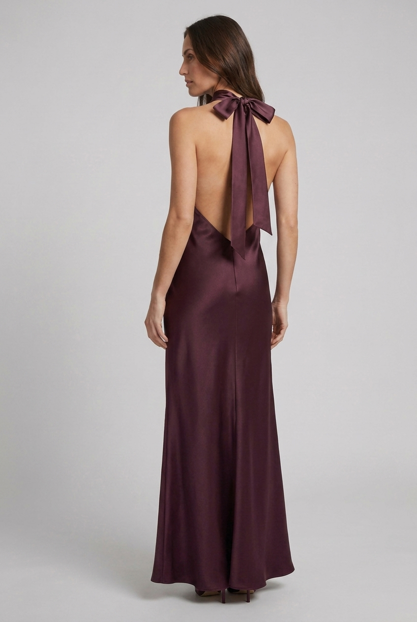 Theodora | Satin Halterneck Maxi Winter Wedding Guest Dresses