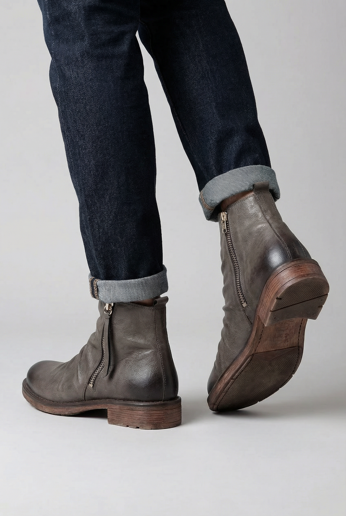 Augustin | Black Suede Leather Low Heel Ankle Boots