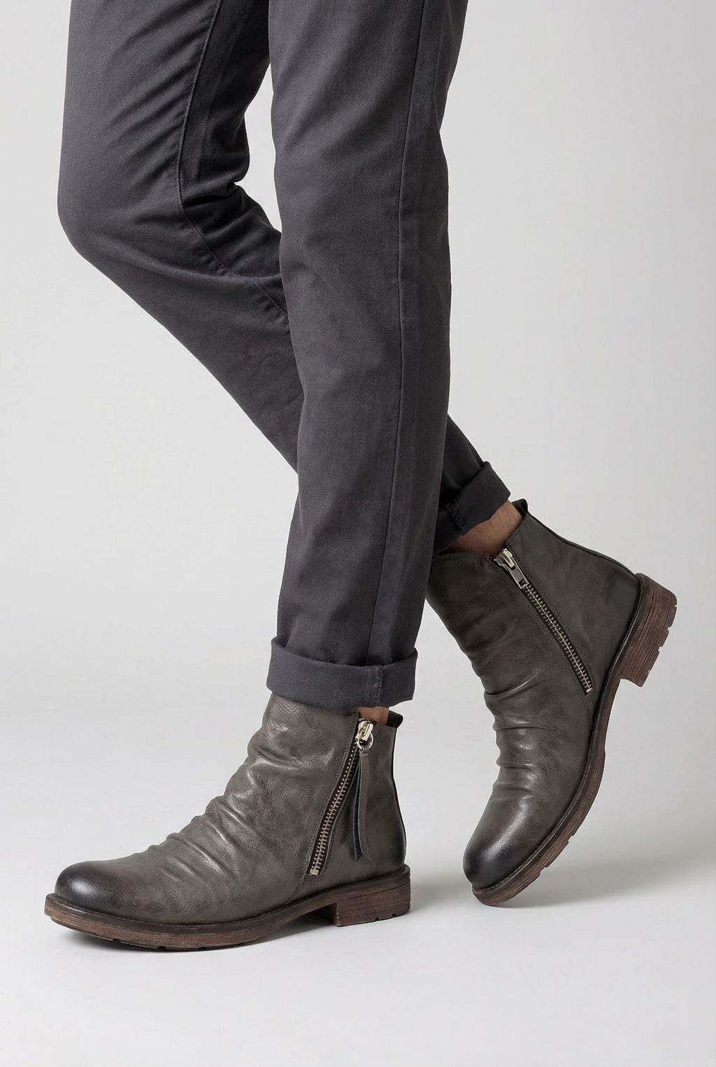Augustin | Black Suede Leather Low Heel Ankle Boots