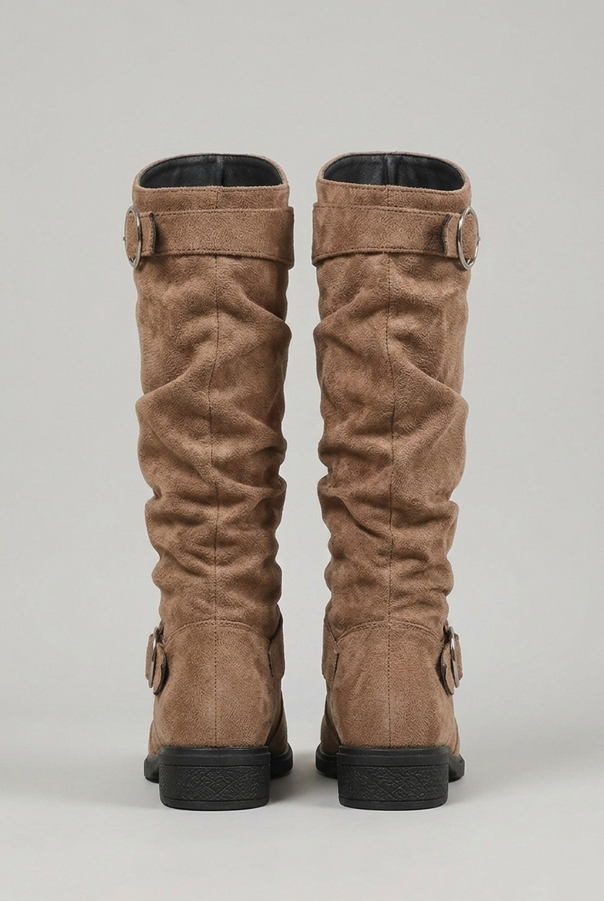 Giselle | Chunky Block Heel Knee High Black Leather Boots