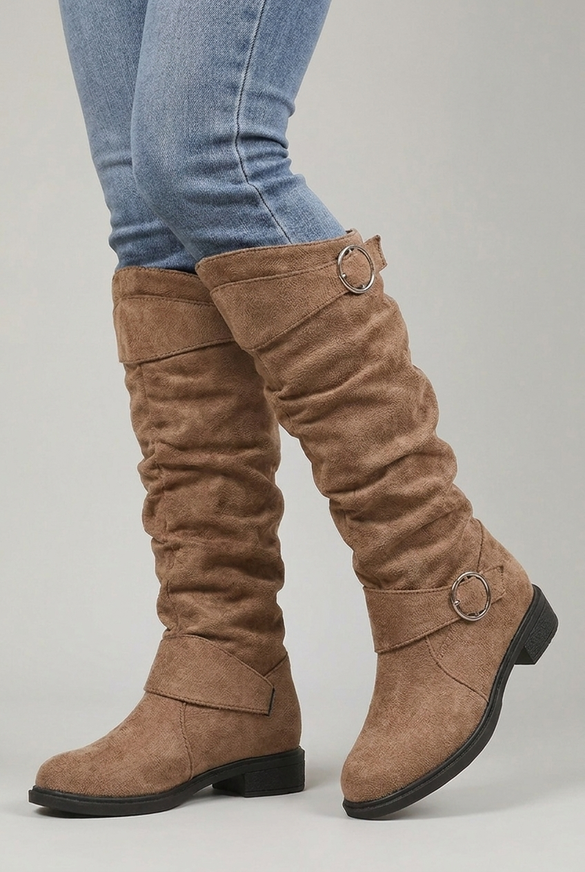 Giselle | Chunky Block Heel Knee High Black Leather Boots