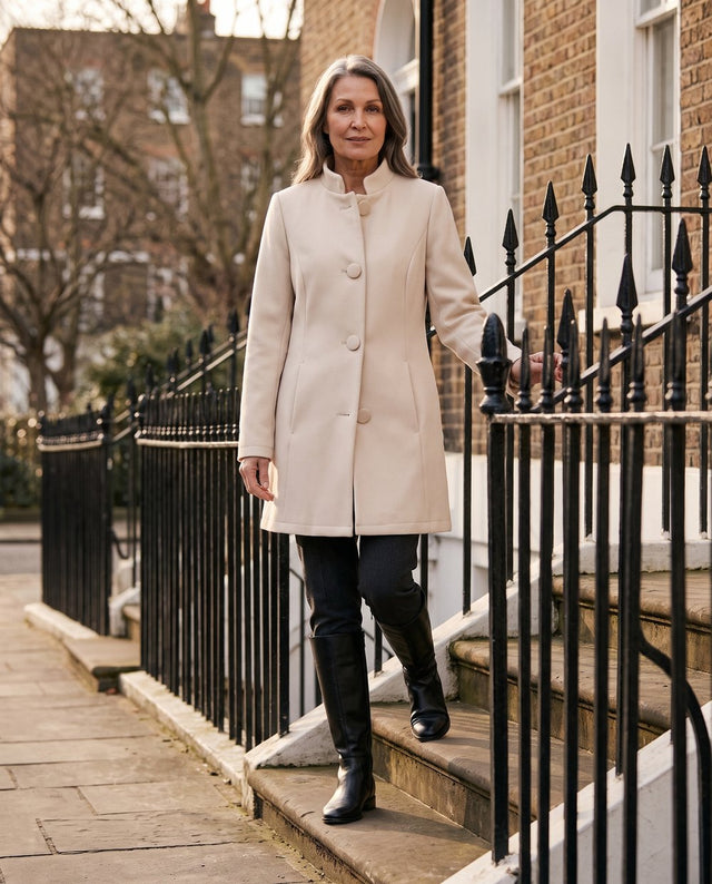 The cream wool coat
