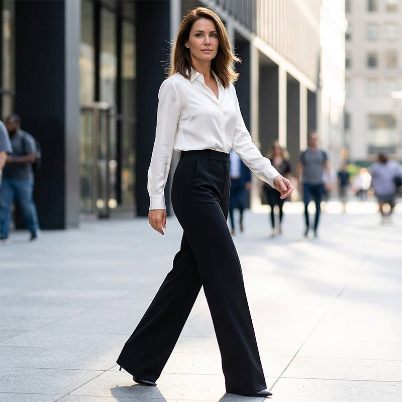 Ghislaine | Wide Leg High Waist Tailored Trousers