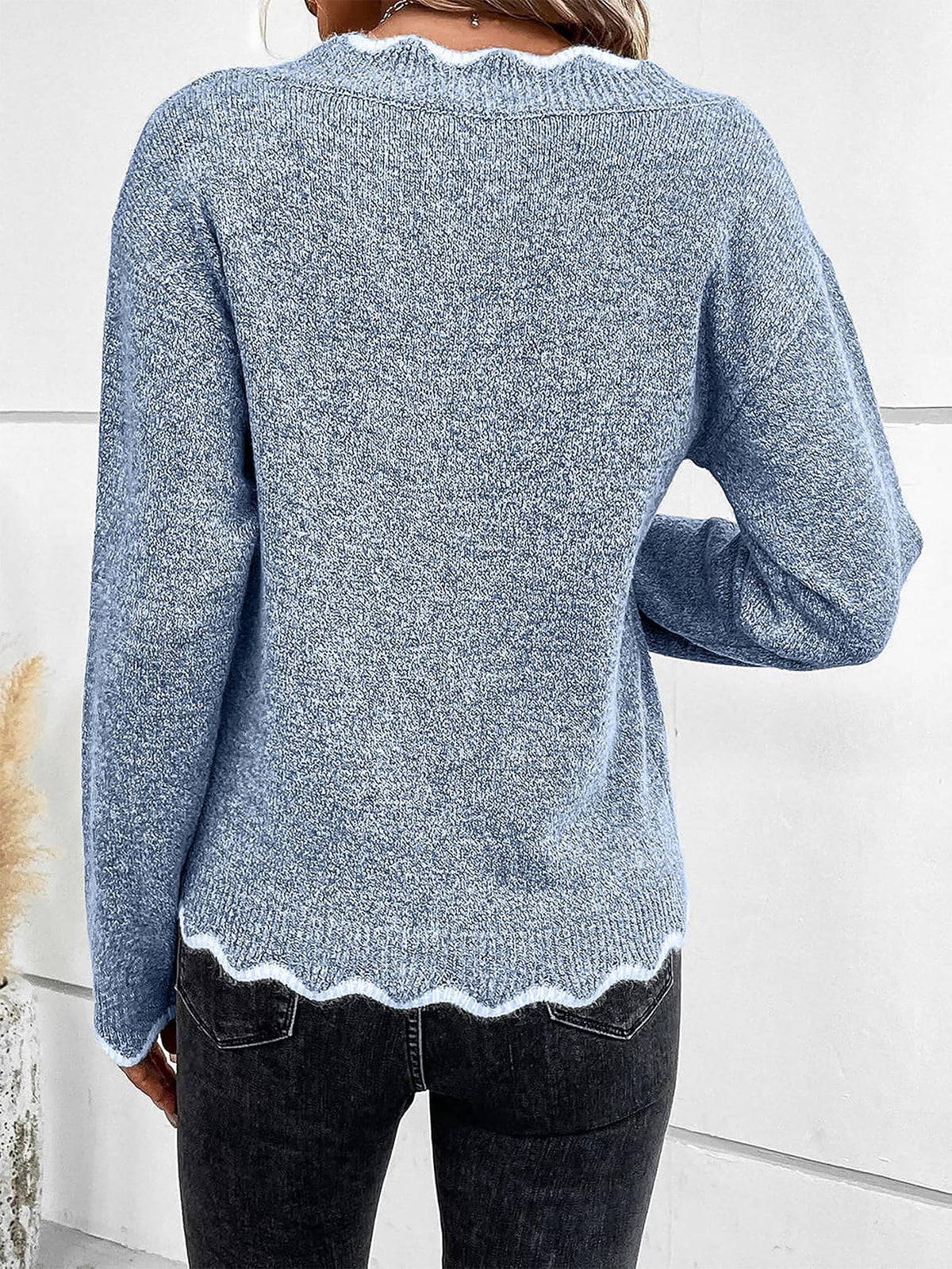 Clemence | Beige White Sleeveless Roll V Neck Knit Jumper Sweater