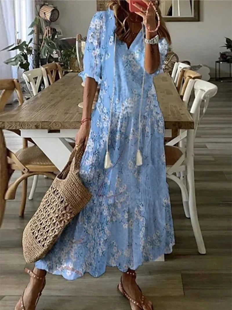 Quintessa | Bohemian V-Neck Maxi Dresses for Summer Days
