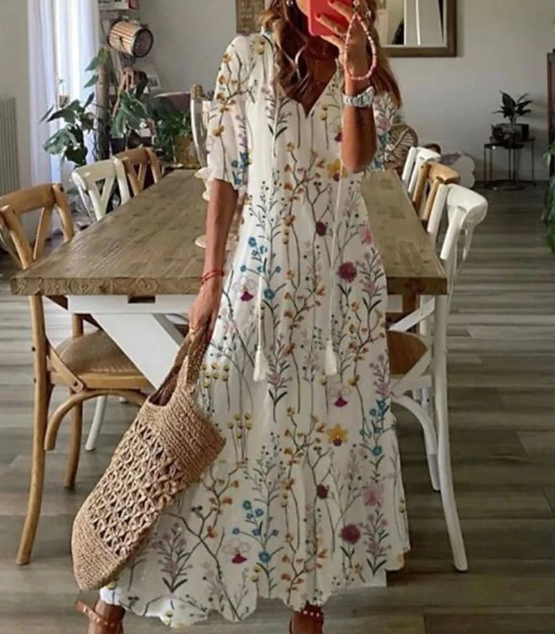 Quintessa | Bohemian V-Neck Maxi Dresses for Summer Days
