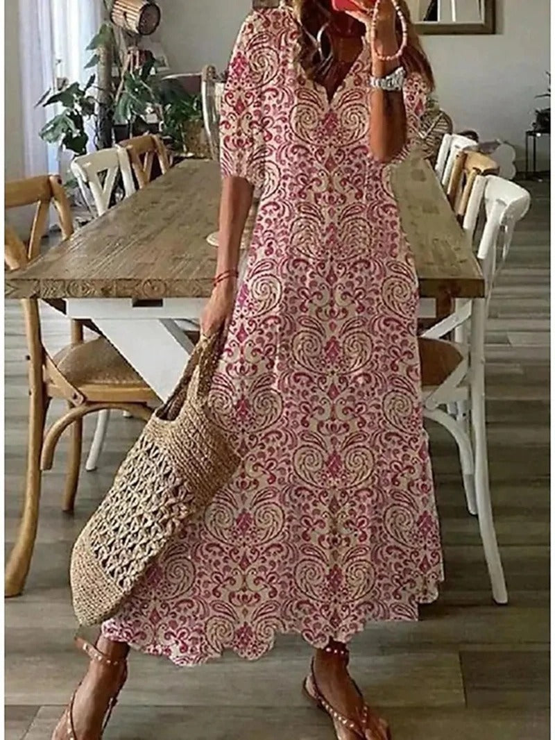 Quintessa | Bohemian V-Neck Maxi Dresses for Summer Days