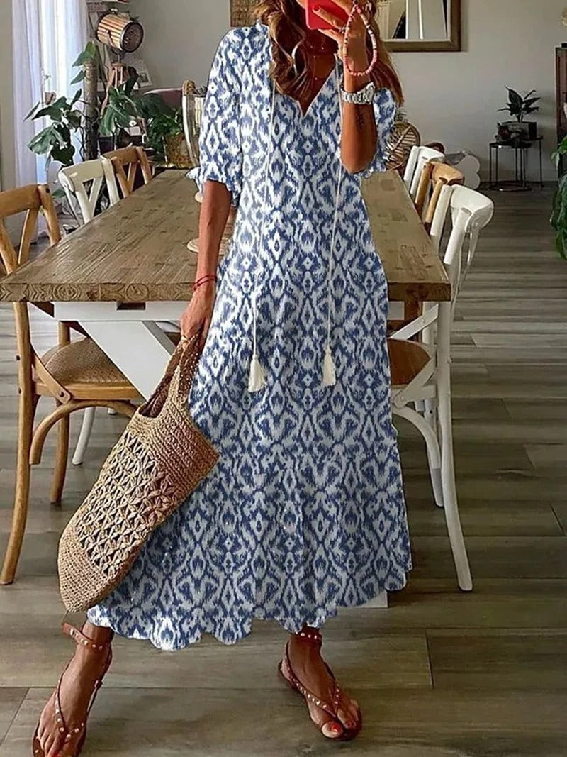 Quintessa | Bohemian V-Neck Maxi Dresses for Summer Days