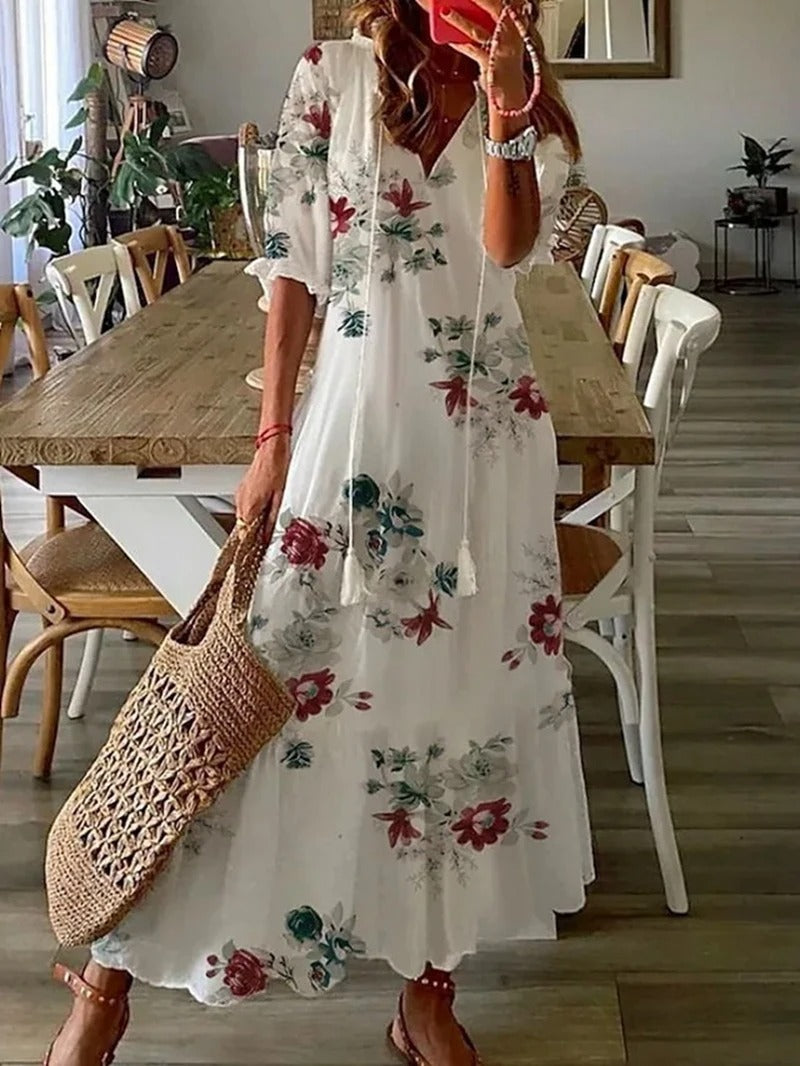 Quintessa | Bohemian V-Neck Maxi Dresses for Summer Days