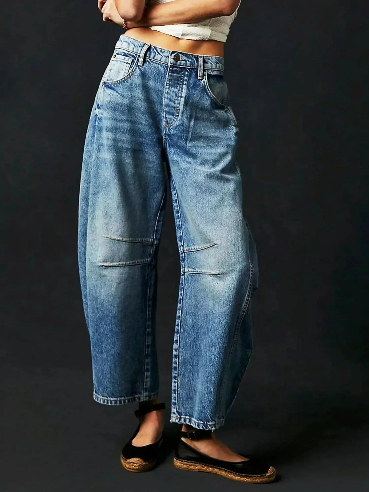 Mathilde | High Waisted Wide Leg Leopard Print Pants — Blue
