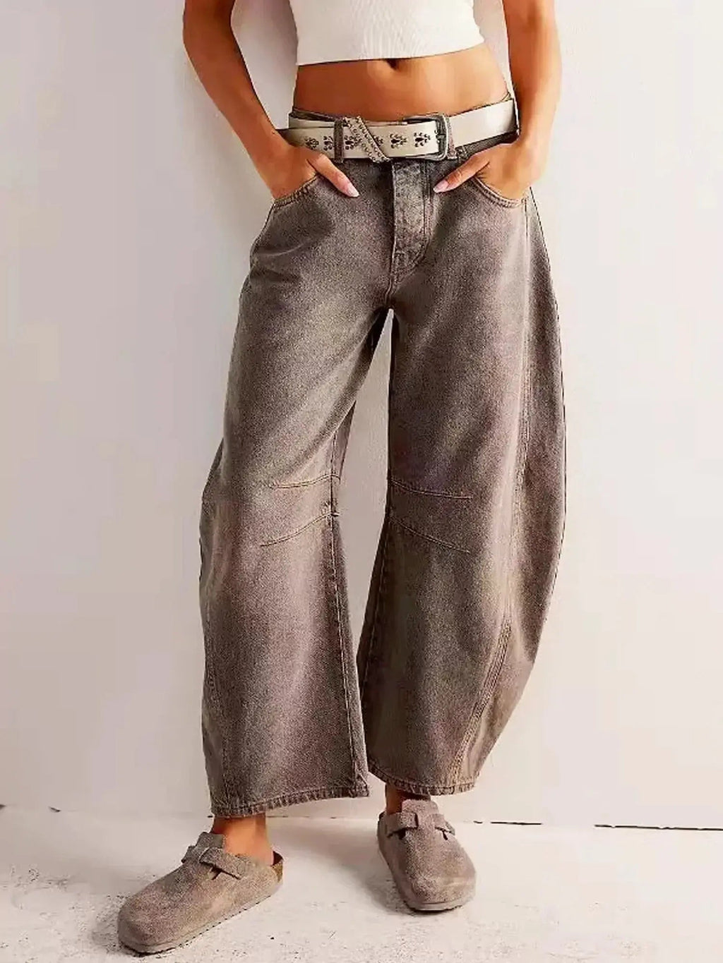 Mathilde | High Waisted Wide Leg Leopard Print Pants — Brown