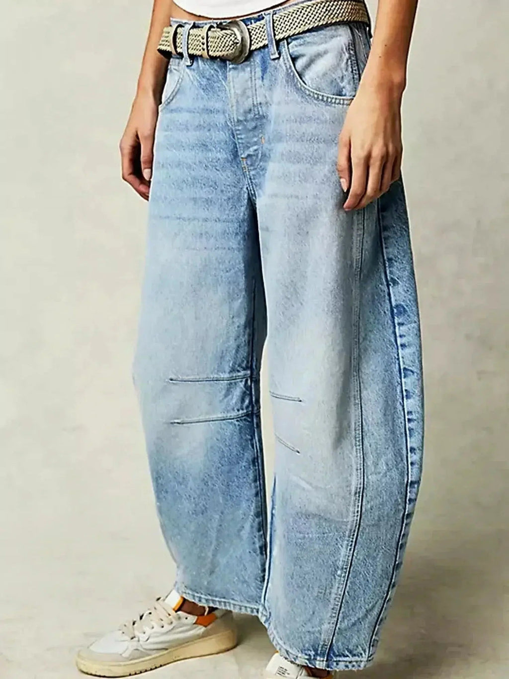 Mathilde | High Waisted Wide Leg Leopard Print Pants — Light Blue
