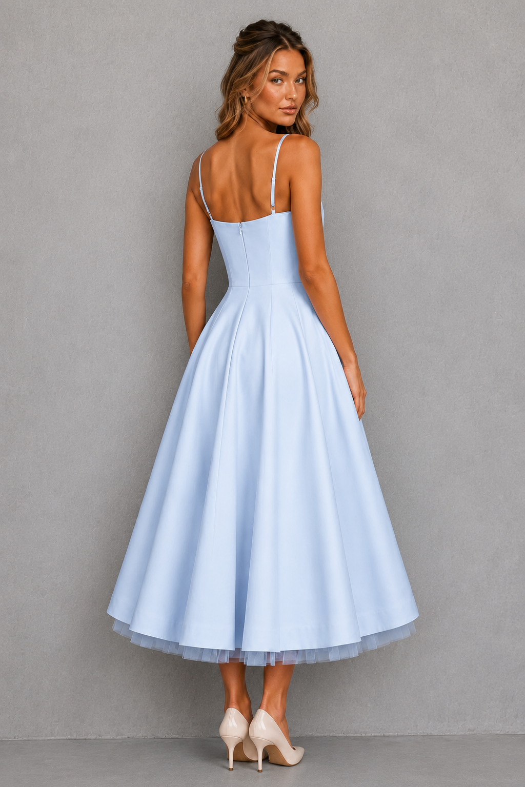 Ophelia | Plus Size Corset Midi Occasion Dresses With Full Skirt