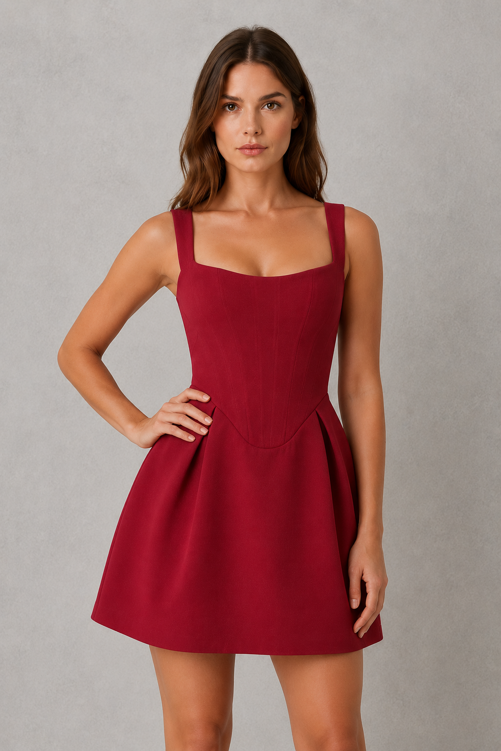 Isadora | Party Dresses For Women Corset Mini Voluminous Skirt — Wine