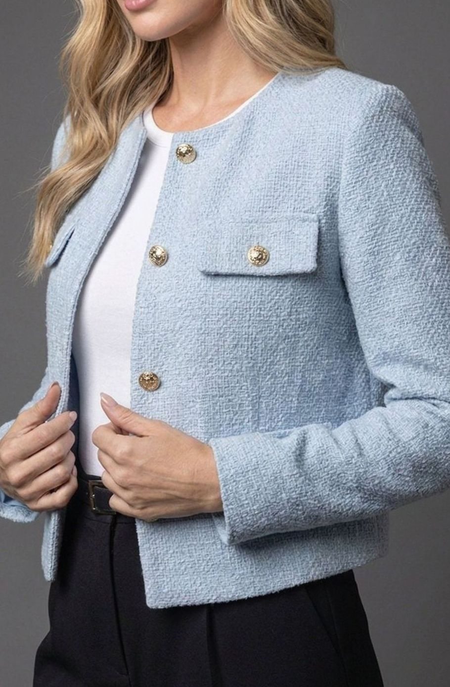 Iliana | Women's Double Breasted Velvet Tweed Blazer Jacket Coat