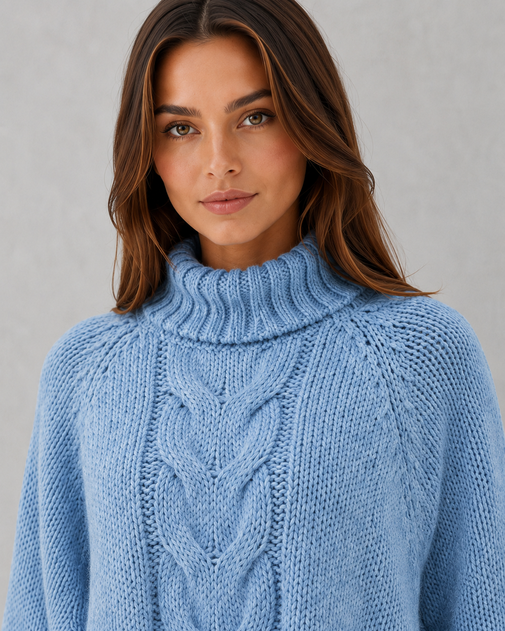 Capucine | Womens Cable Knit Cashmere Jumper Roll Neck Winter
