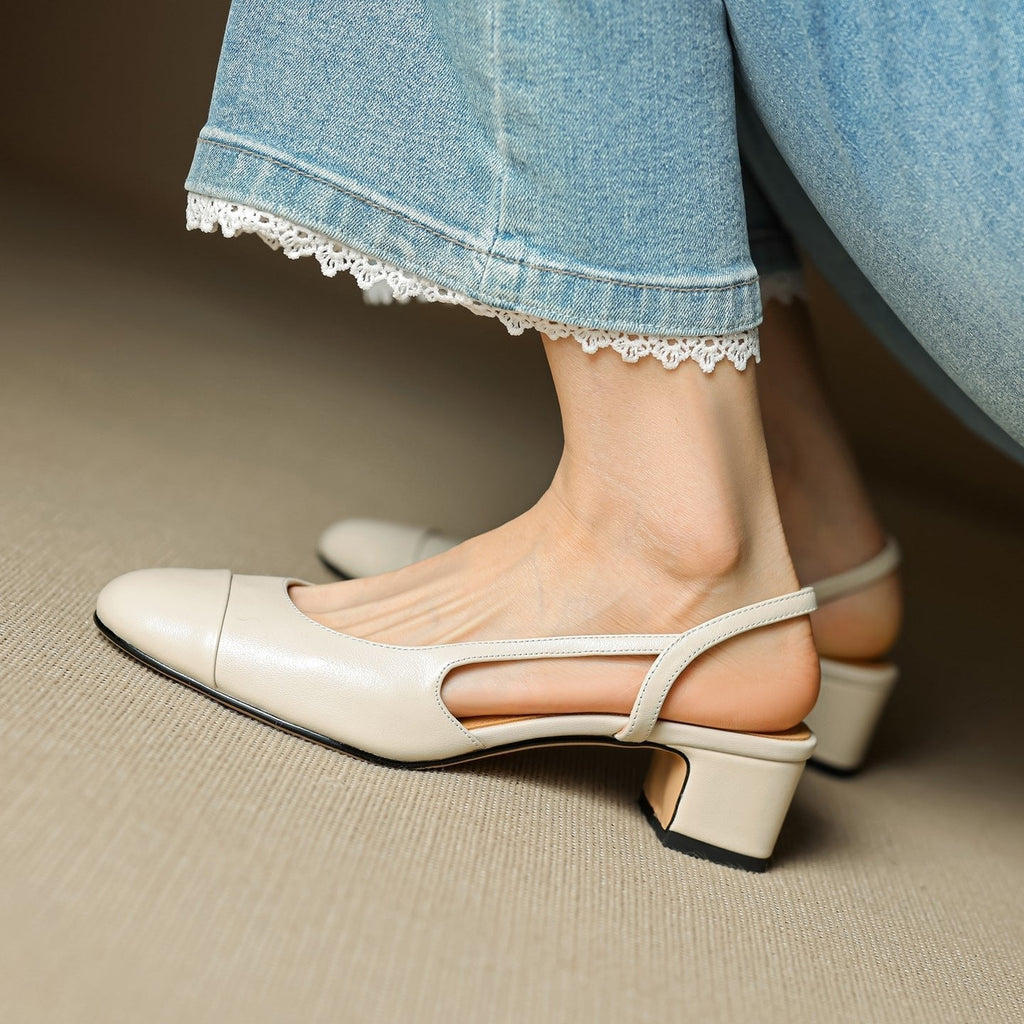 Lavinia | Women's Black Slingback Block Heel Pumps