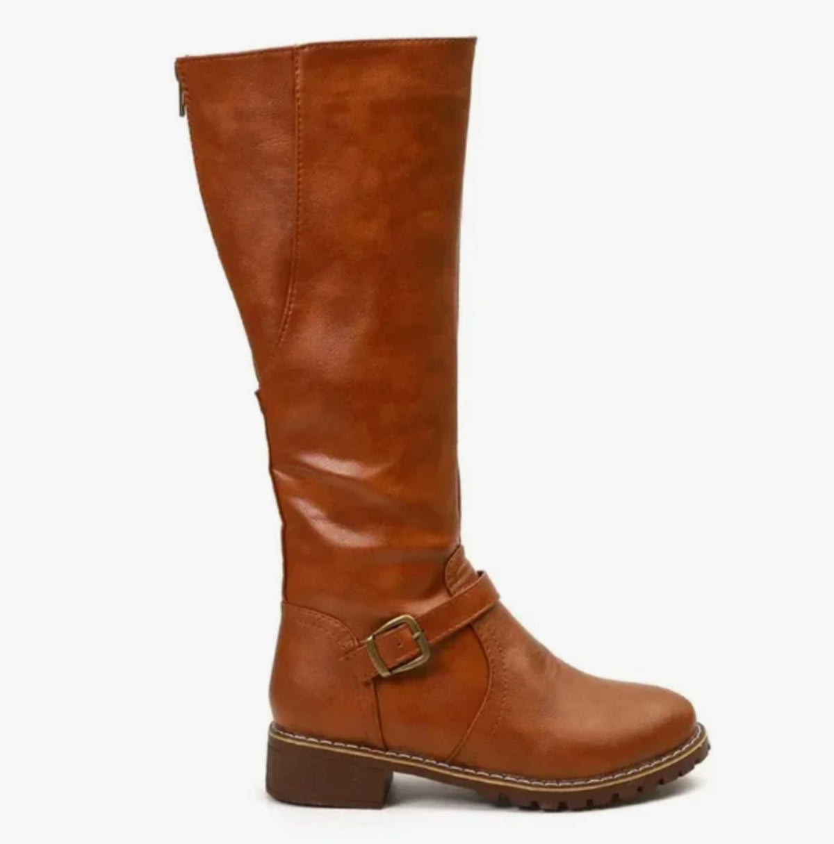 Vivienne | Black Leather Knee High Riding Boots With Ankle Strap