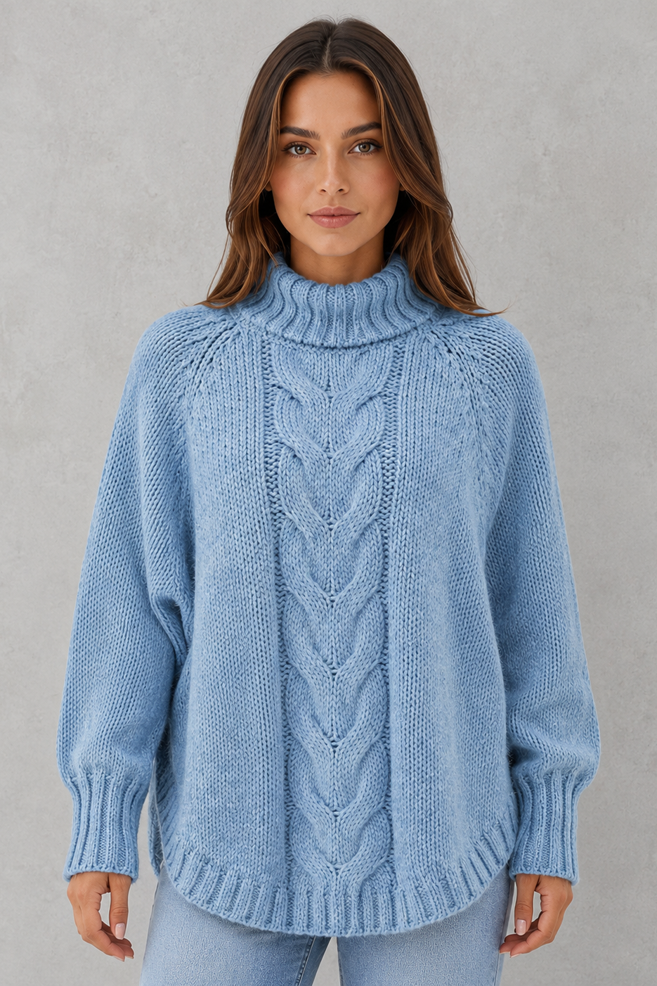 Capucine | Womens Cable Knit Cashmere Jumper Roll Neck Winter