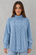Capucine | Womens Cable Knit Cashmere Jumper Roll Neck Winter