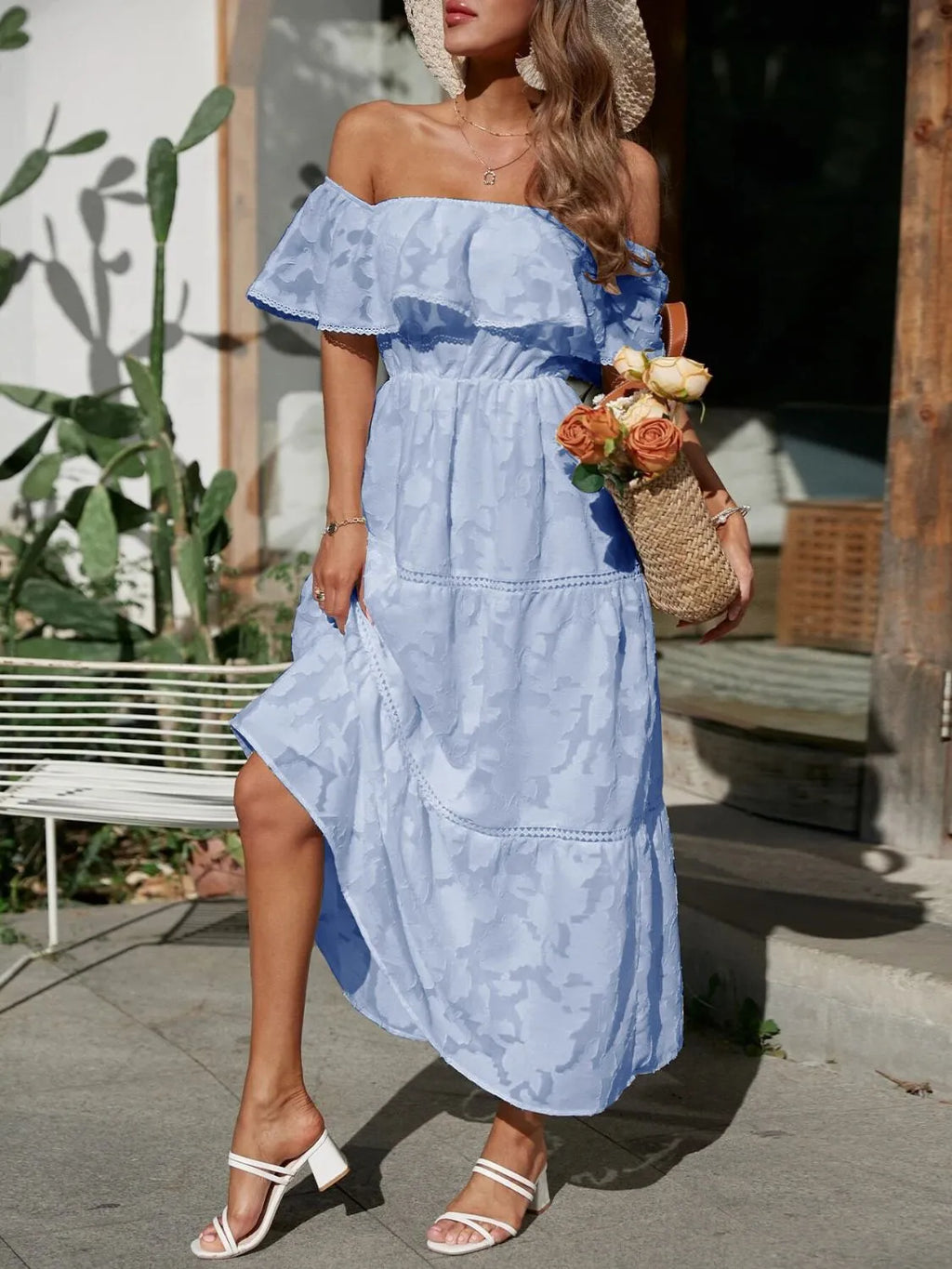 Solene | Long Sleeve Wedding Guest Dresses Tiered Maxi