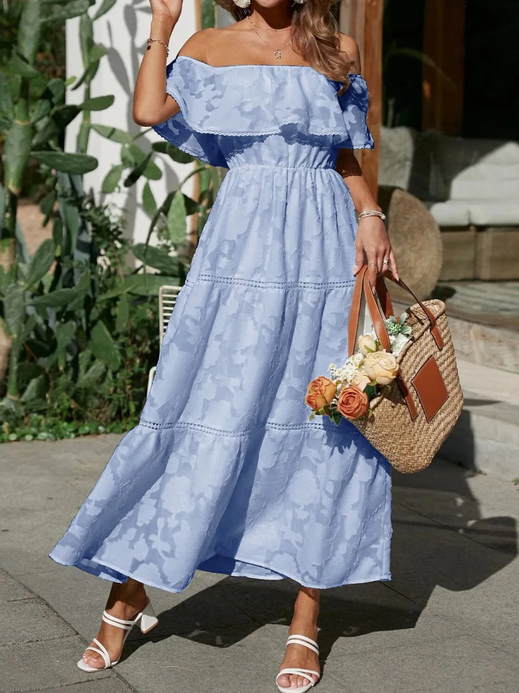 Solene | Long Sleeve Wedding Guest Dresses Tiered Maxi