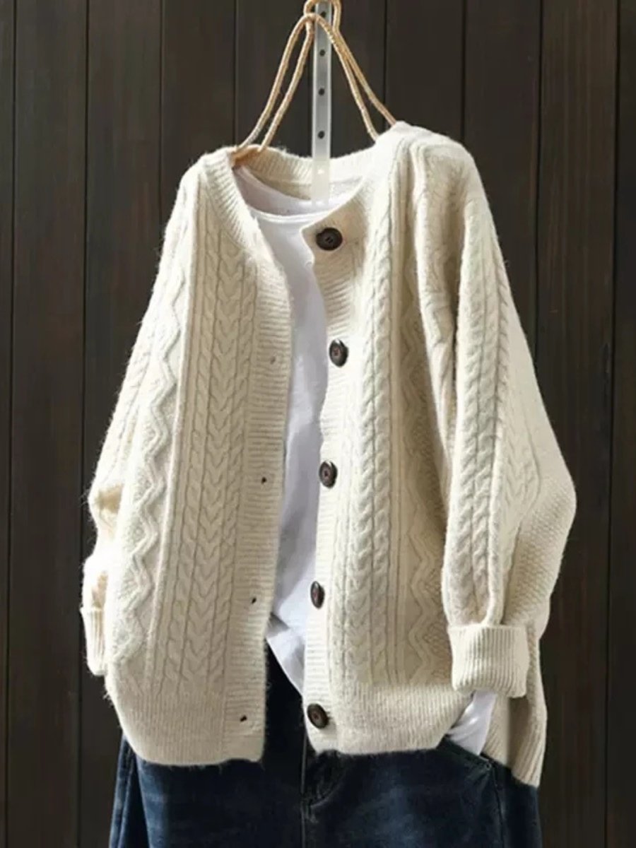 Violaine | Women's Cashmere Cardigan Cable-Knit Relaxed Fit