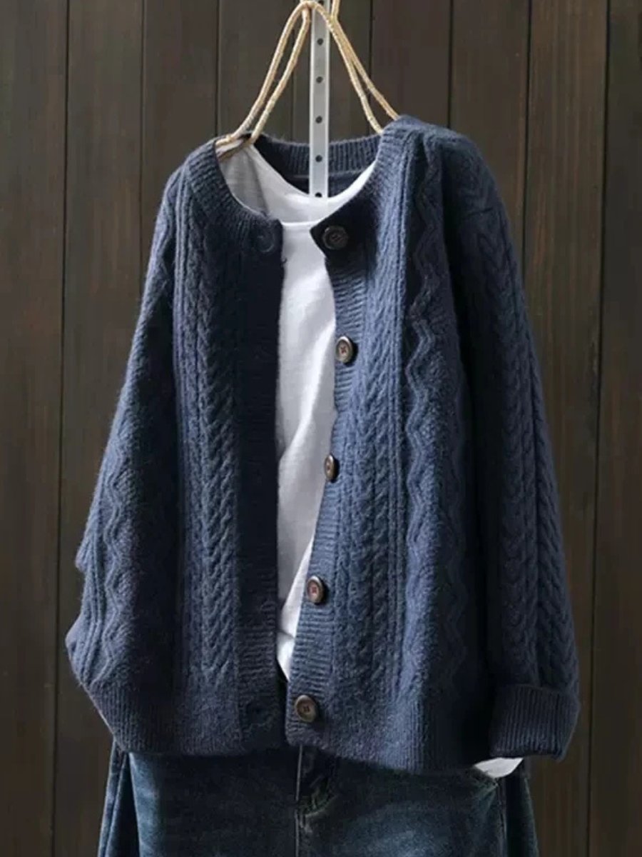 Violaine | Women's Cashmere Cardigan Cable-Knit Relaxed Fit